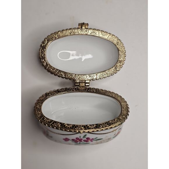 Imperial Porcelain Trinket Box Floral Religious Psalm The Lord Is My Shepherd - Picture 3 of 8